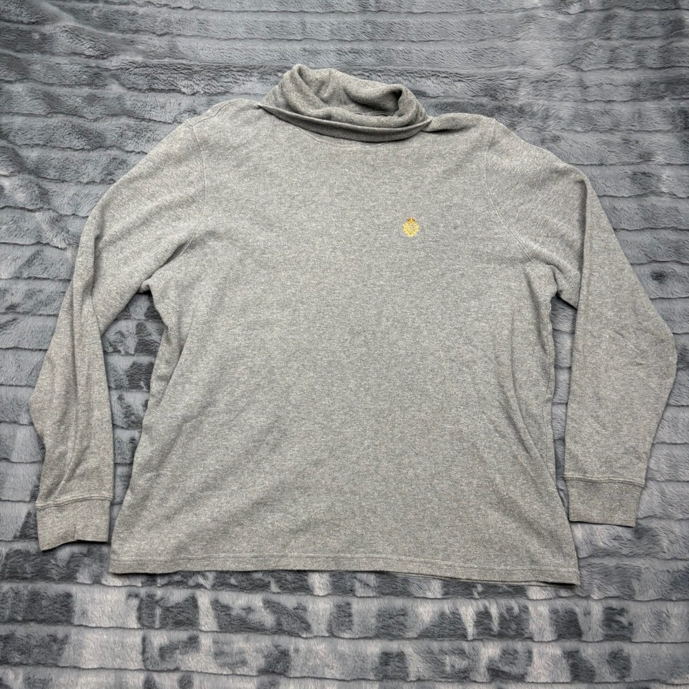 Lauren Ralph Lauren Grey Cotton Turtleneck Long Sleeve Top 1X Embroidered Crest